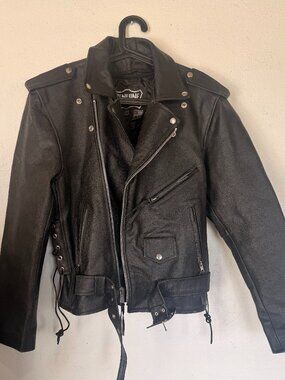 Genuine Leather (Brand Name) Heavy-Duty Motorcycle Jacket